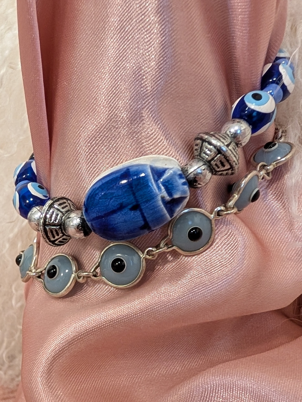 Evil Eye And Scarab Bracelet Set